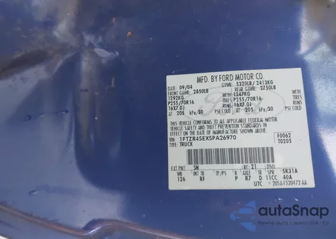 2005 Ford Ranger Edge/Fx4 Level Ii/Fx4 Off-Road/Xlt z USA, uszkodzony, nr VIN 1FTZR45EX5PA26970